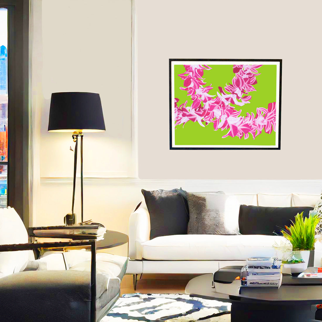 Double Orchid. lei flower wall art print by Judd Boloker.  Made in Hawaii.  Hawaiian flower painting.  Hawaiian wall décor.