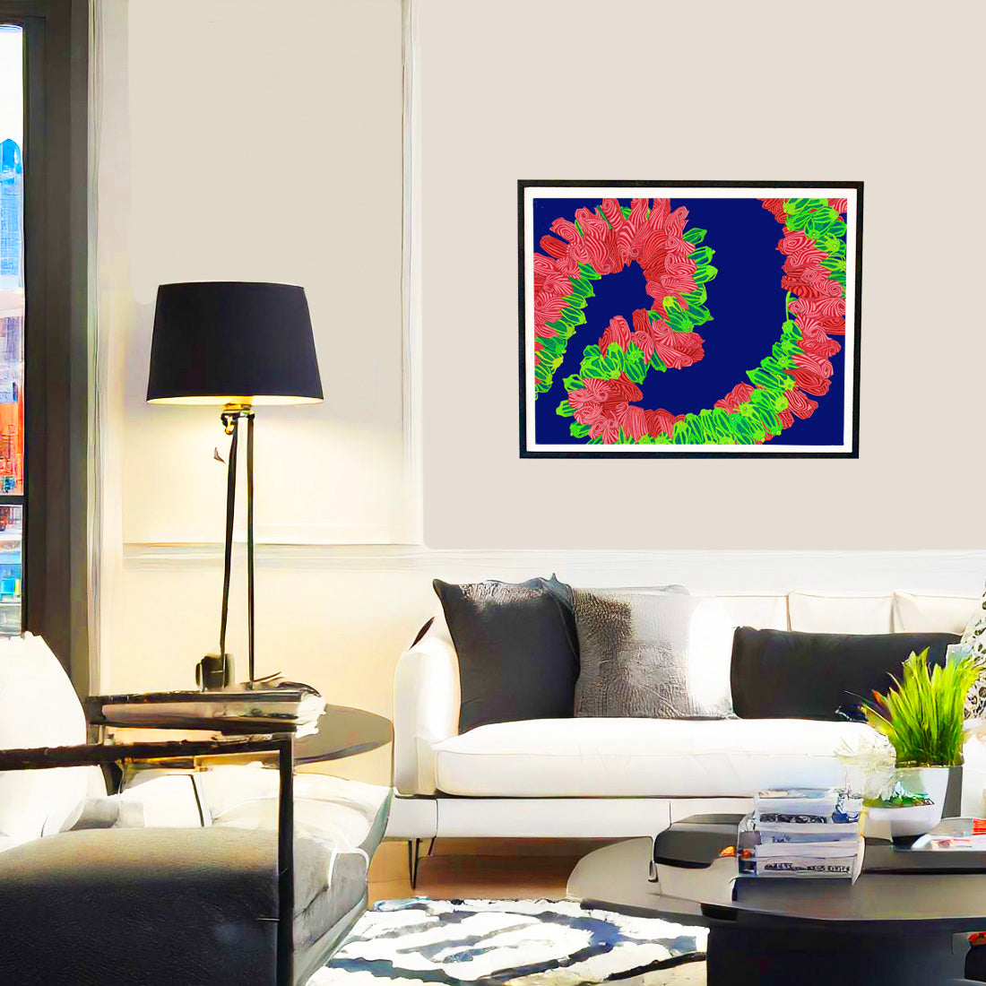 hibiscus lei flower wall art print by Judd Boloker. Made in Hawaii. Hawaiian flower painting. Hawaiian wall décor.