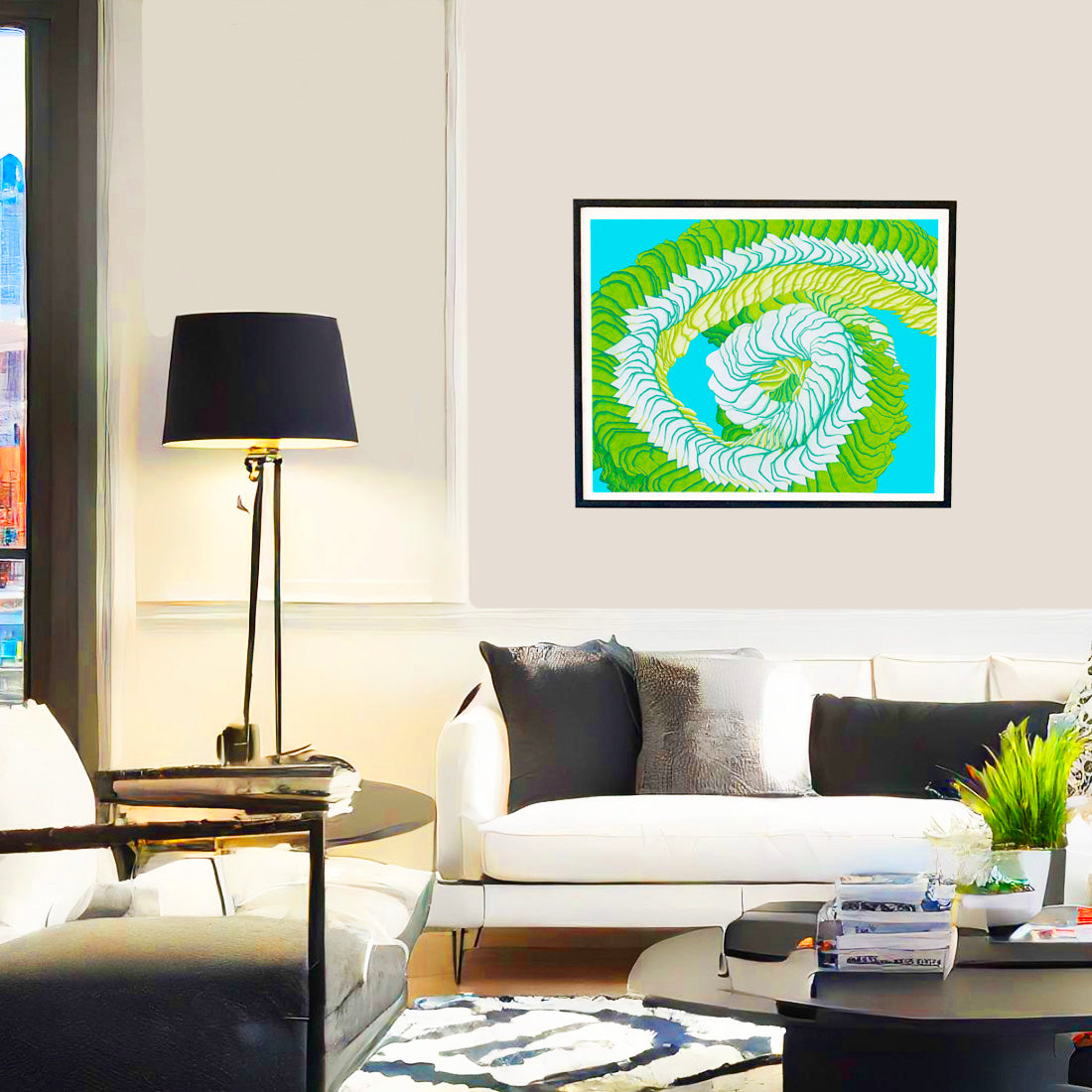 Green Cristiana. lei flower wall art print by Judd Boloker. Made in Hawaii. Hawaiian flower painting. Hawaiian wall décor.