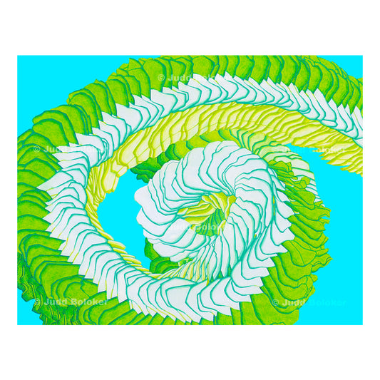 Green Cristiana. lei wall art print by Oahu visual artist Judd Boloker.  Made in Hawaii.  Hawaiian print.  Fine Art from Hawaii