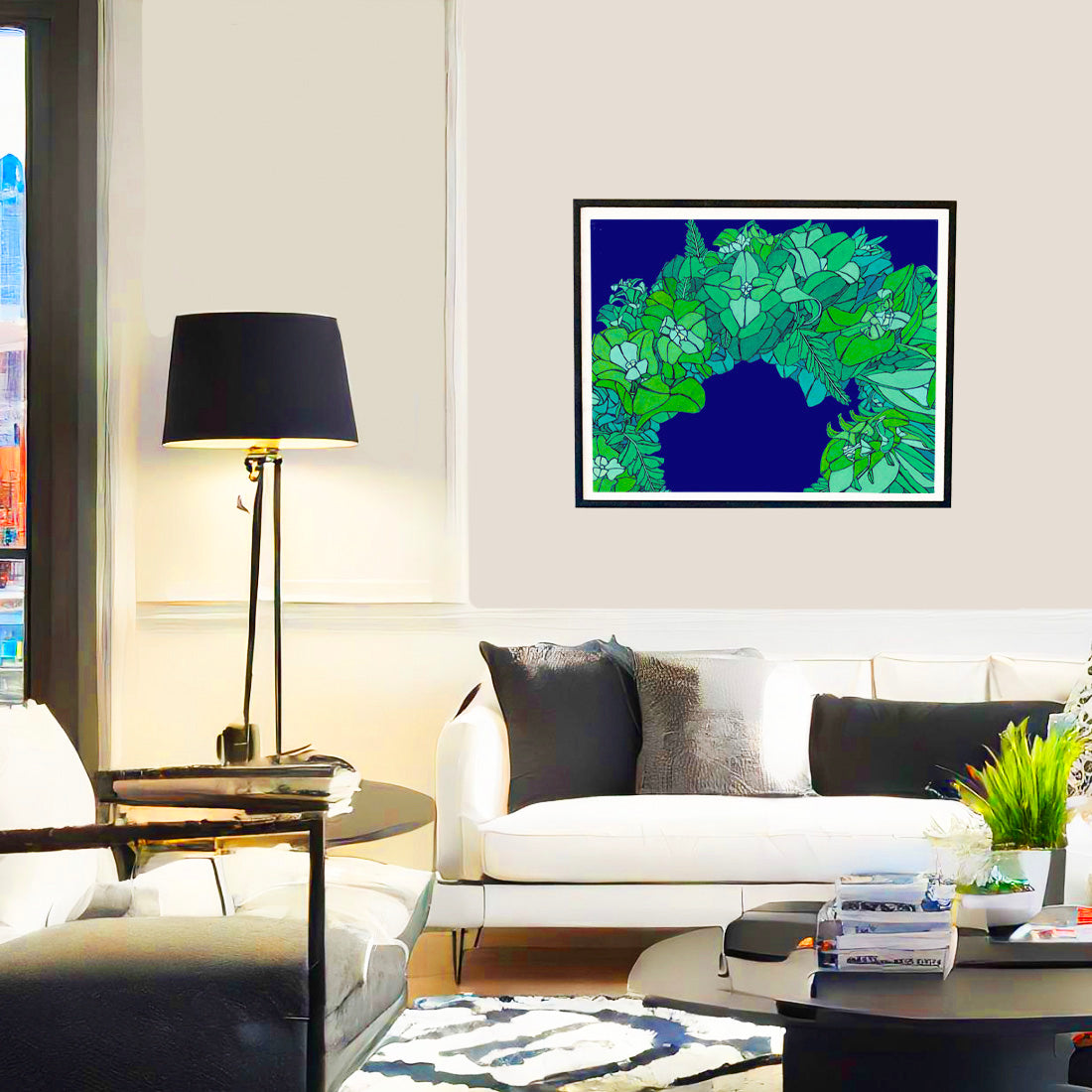 Liko Lehua lei flower wall art print by Judd Boloker. Made in Hawaii. Hawaiian flower painting. Hawaiian wall décor.