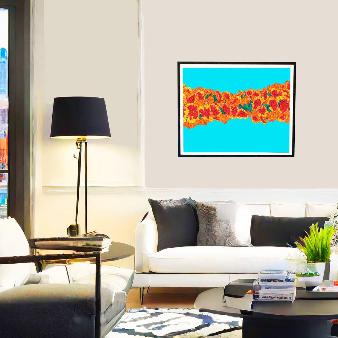 Lantern Ilima lei flower wall art print by Judd Boloker. Made in Hawaii. Hawaiian flower painting. Hawaiian wall décor.