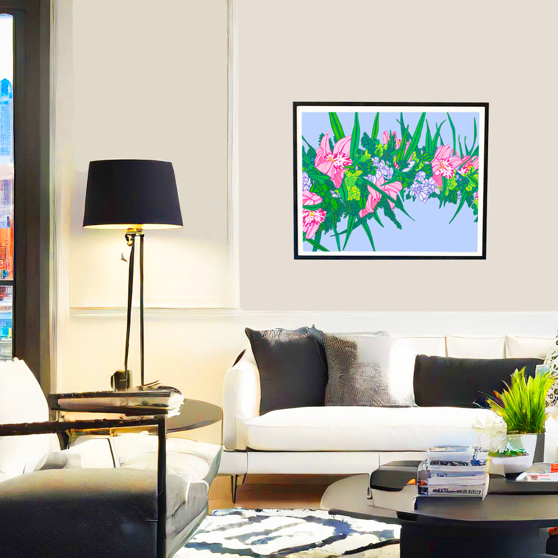 orchid lei flower wall art print by Judd Boloker. Made in Hawaii. Hawaiian flower painting. Hawaiian wall décor.