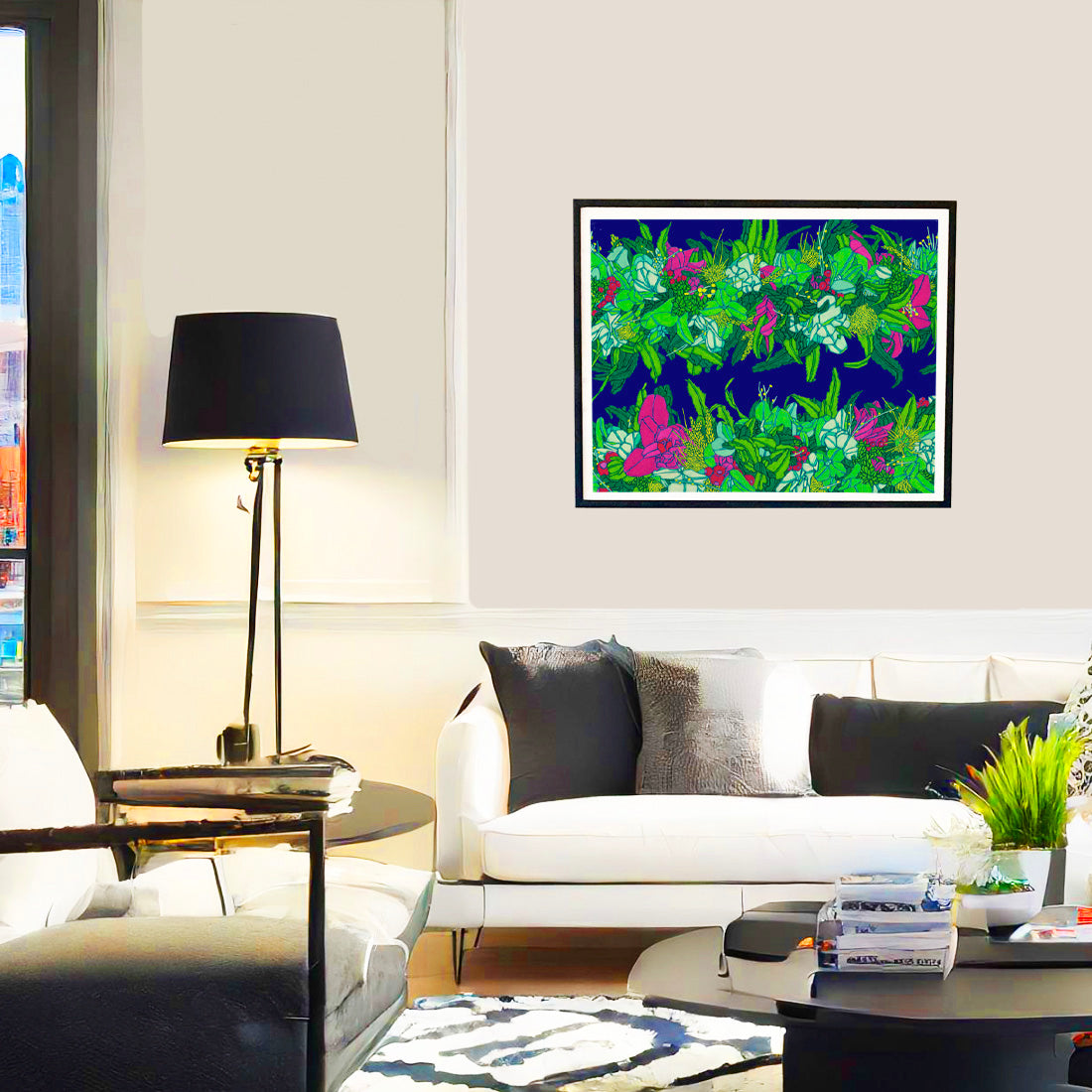 fuchsia orchid lei flower wall art print by Judd Boloker. Made in Hawaii. Hawaiian flower painting. Hawaiian wall décor.