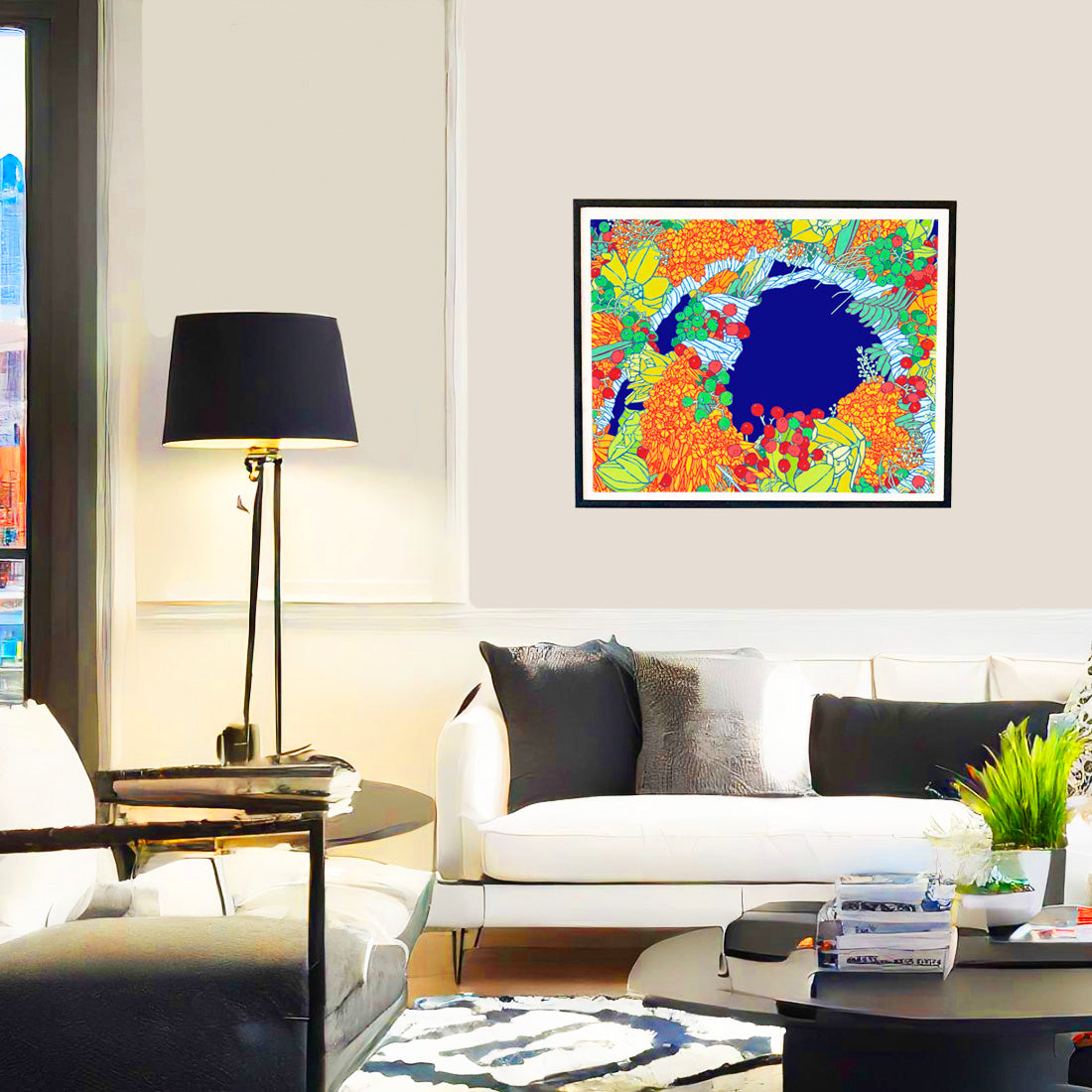 lantana lei flower wall art print by Judd Boloker. Made in Hawaii. Hawaiian flower painting. Hawaiian wall décor.
