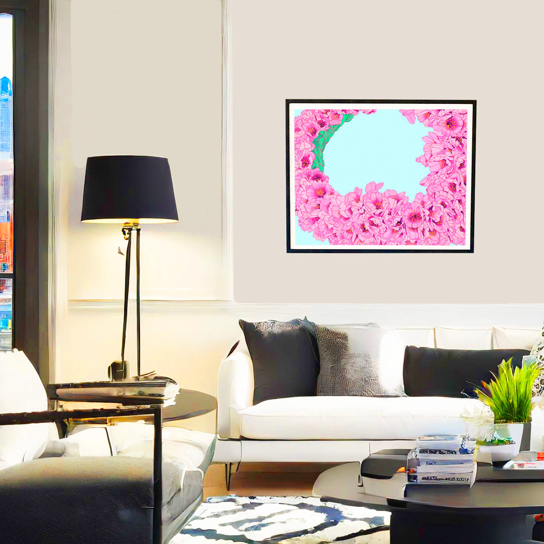 Cherry Blossom Lei flower wall art print by Judd Boloker.  Made in Hawaii.  Hawaiian flower painting.  Hawaiian wall décor.