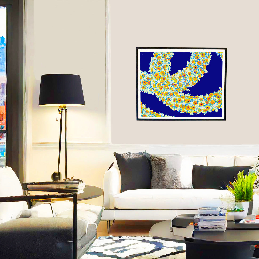 daffodil lei flower wall art print by Judd Boloker. Made in Hawaii. Hawaiian flower painting. Hawaiian wall décor.