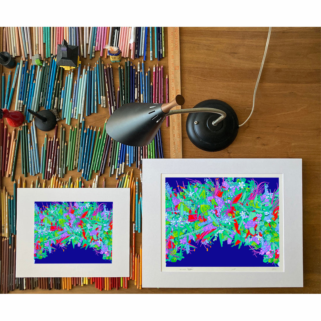 haku lei flower art print by Oahu visual artist Judd Boloker. Made in Hawaii. Hawaiian flower artwork. Drawing of Hawaii