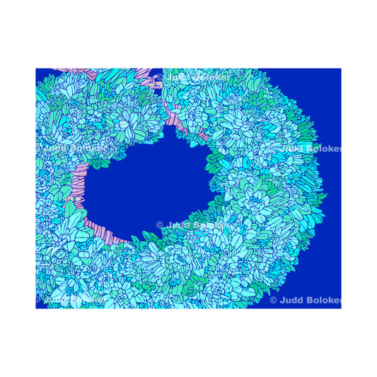 Hinahina lei wall art print by Oahu visual artist Judd Boloker.  Made in Hawaii.  Hawaiian print.  Fine Art from Hawaii.