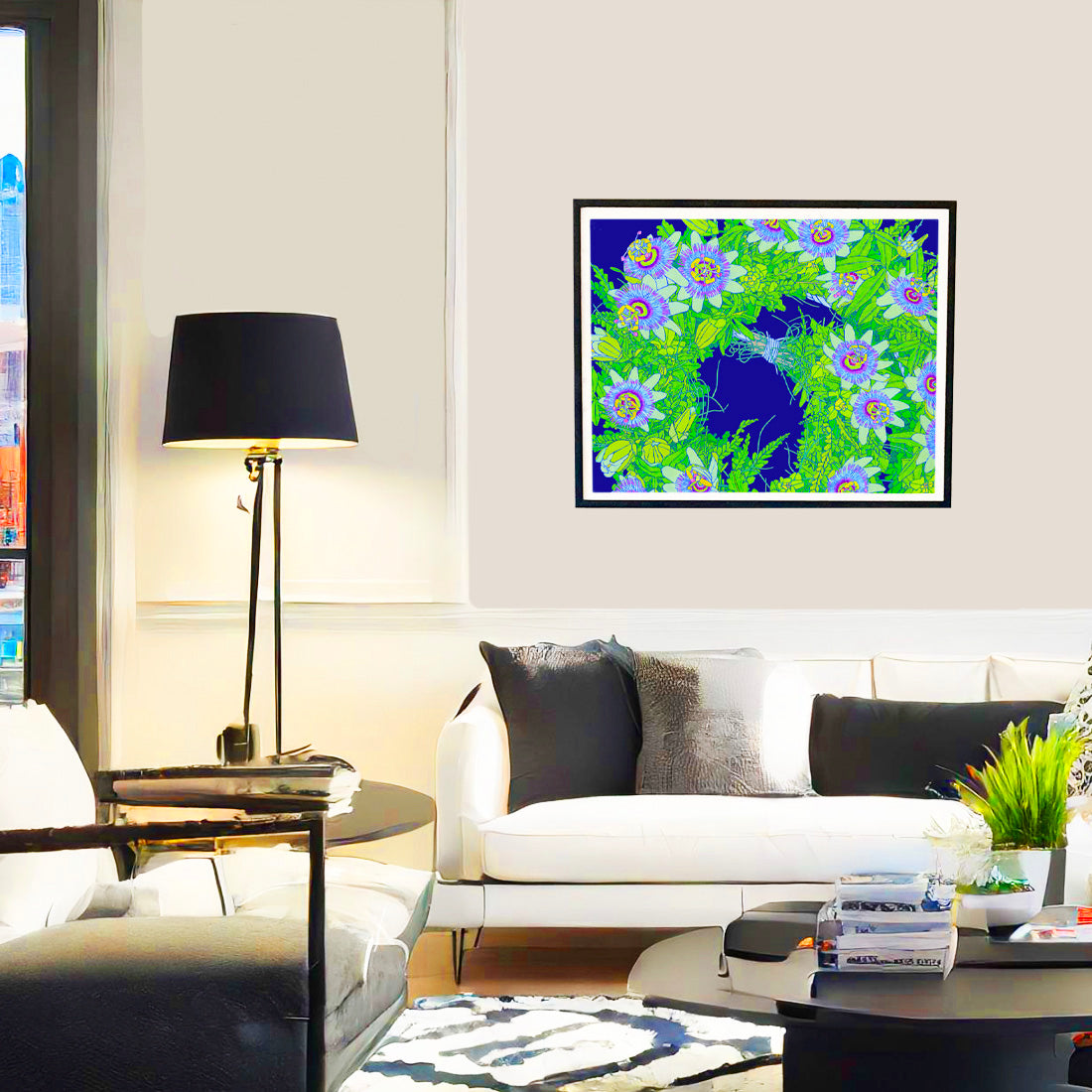 lilikoi lei flower wall art print by Judd Boloker. Made in Hawaii. Hawaiian flower painting. Hawaiian wall décor.