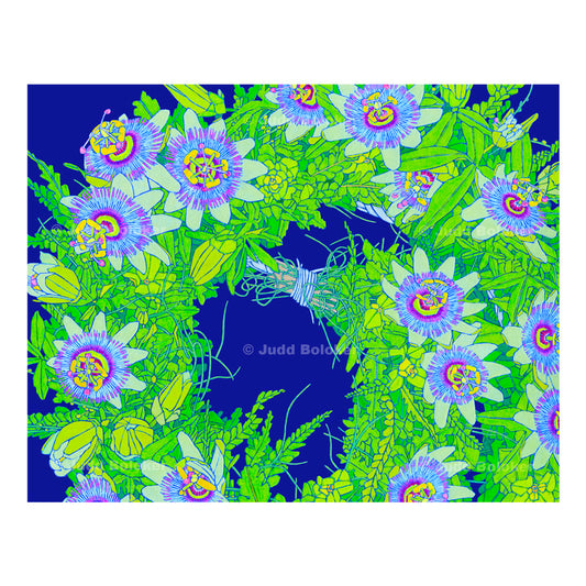 Lilikoi lei wall art print by Oahu visual artist Judd Boloker.  Made in Hawaii.  Hawaiian print.  Fine Art from Hawaii