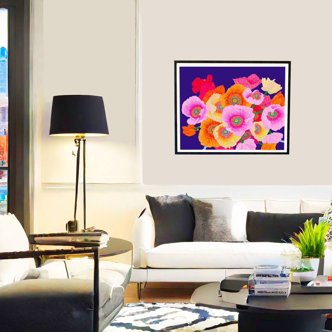 Icelandic Poppy lei flower wall art print by Judd Boloker.  Made in Hawaii.  Hawaiian flower painting.  Hawaiian wall décor.