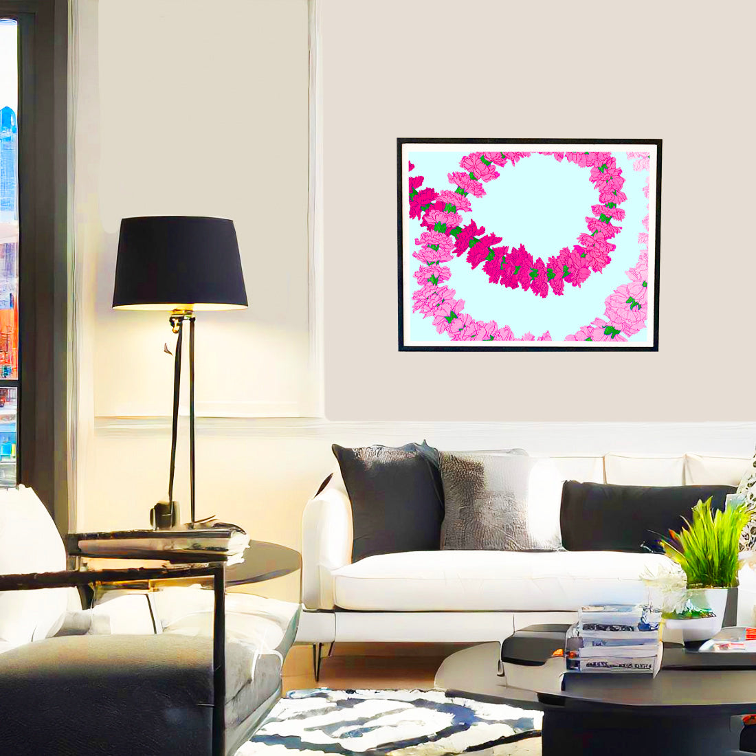 Carnation Ombre - lei flower wall art print by Judd Boloker.  Made in Hawaii.  Hawaiian flower painting.  Hawaiian wall décor.