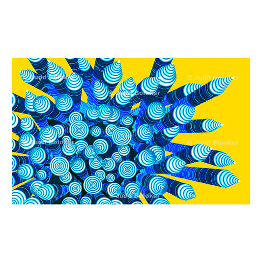 Blue Black Sea Urchin Sea life wall art print by Oahu visual artist Judd Boloker.  Made in Hawaii.  Hawaiian Print. Shell artwork.