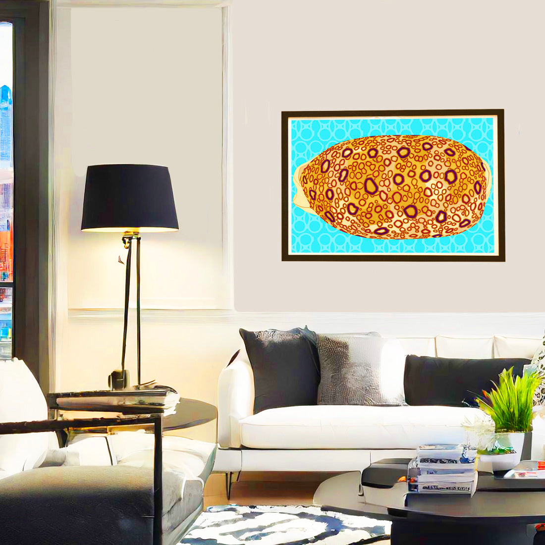 Hundred Eyed Cowrie. Sea Life art print by Judd Boloker. Made in Hawaii. Drawing of Hawaii. Hawaiian wall décor. Art shell wall art.