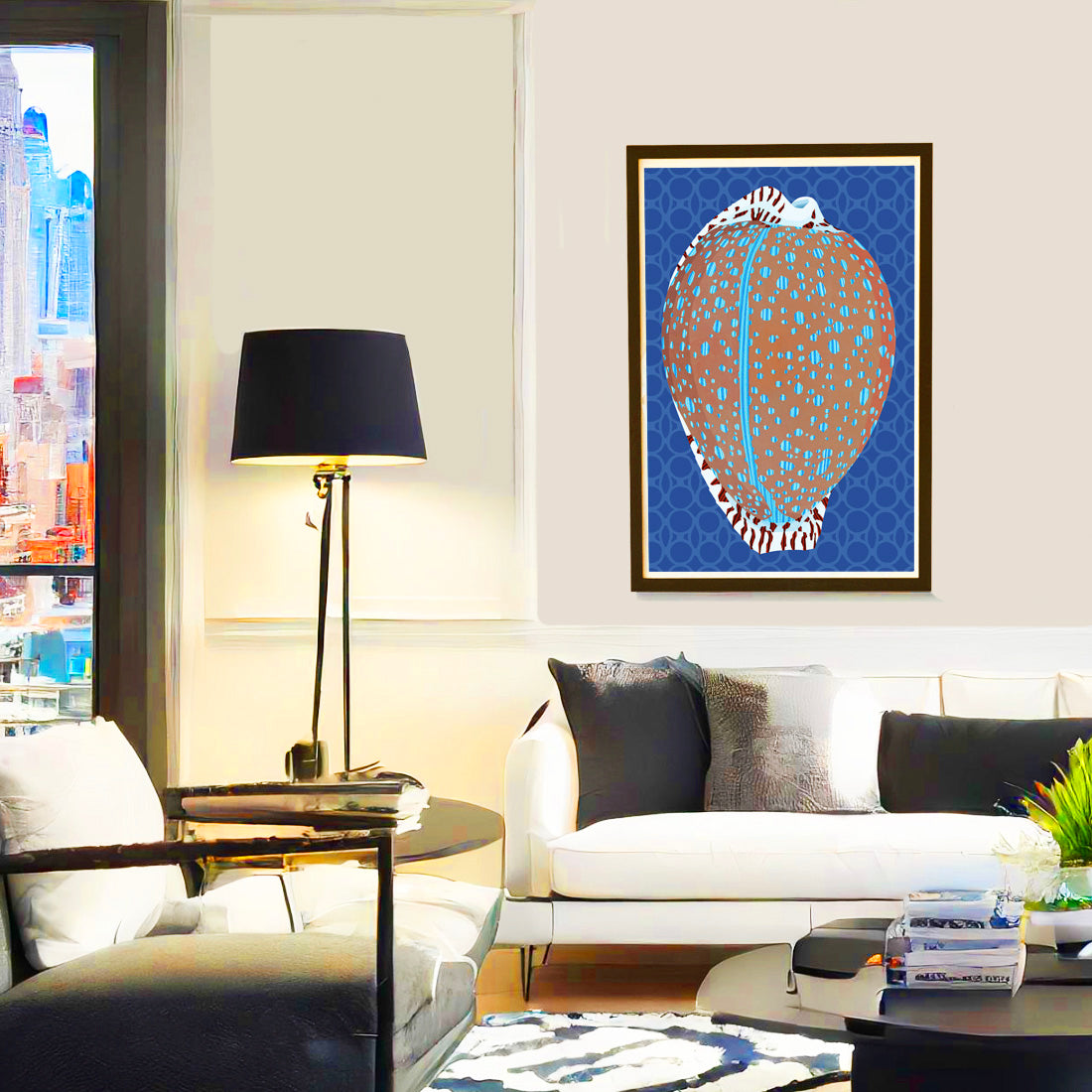 Lamarck's Cowrie. Sea Life art print by Judd Boloker.  Made in Hawaii.  Drawing of Hawaii.  Hawaiian wall décor. Art shell wall art.