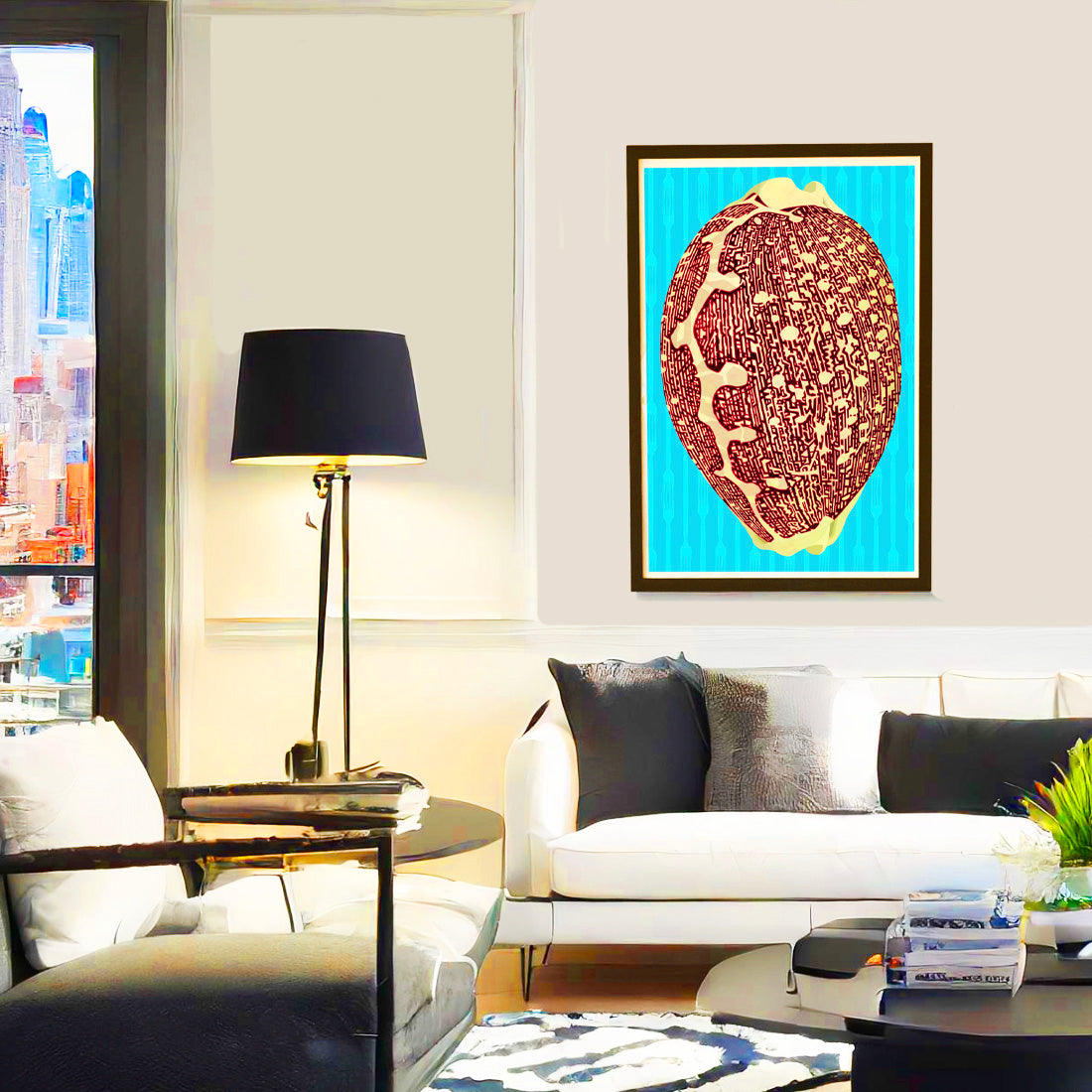Leporicypraea mappa Sea Life art print by Judd Boloker.  Made in Hawaii.  Drawing of Hawaii.  Hawaiian wall décor. Art shell wall art.