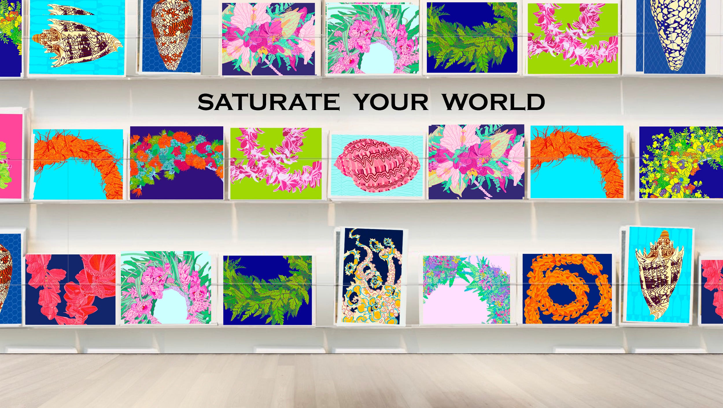 Judd Boloker Hawaiian Notecards - All Greeting Cards depicting Lei Flowers and Art Shell are Made in Hawaii
