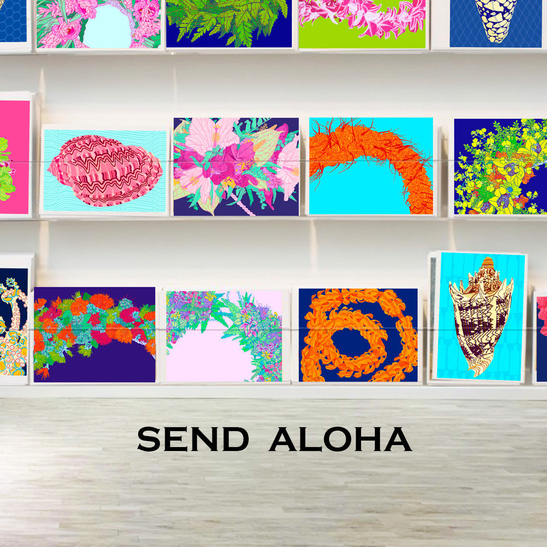 Judd Boloker Hawaiian Notecards - All Greeting Cards depicting Lei Flowers and Art Shell are Made in Hawaii 
