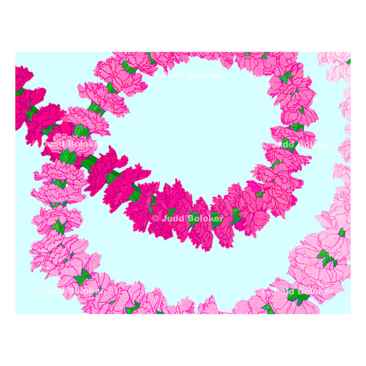 Carnation Ombre - lei wall art print by Oahu visual artist Judd Boloker.  Made in Hawaii.  Hawaiian print.  Fine Art from Hawaii