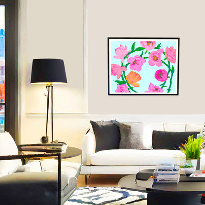 Lei Lā’ī Hilo with Lotus Flowers lei flower wall art print by Judd Boloker.  Made in Hawaii.  Hawaiian flower painting.  Hawaiian wall décor.