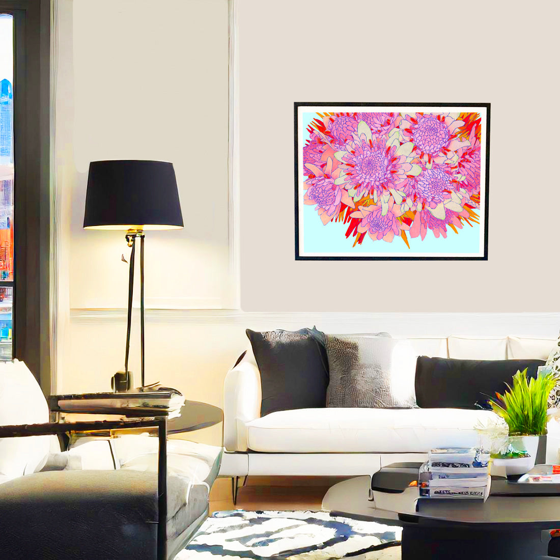 Torch Ginger. lei flower wall art print by Judd Boloker.  Made in Hawaii.  Hawaiian flower painting.  Hawaiian wall décor.